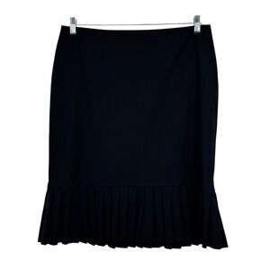 Talbots Size 14 Black 87% Wool/9% Nylon/4% Spandex Peplum Bottom Pleated Skirt